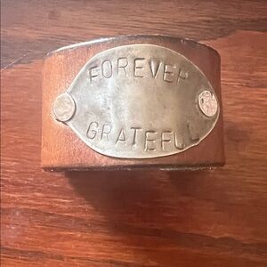 VINTAGE FLATTENED SPOON CUFF WITH FOREVER GRATEFUL STAMPED ON IT